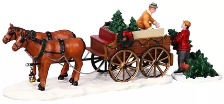 Lemax christmas tree wagon s/2 kerstdorp tafereel Caddington Village  2004 - afbeelding 3