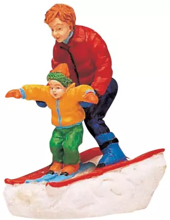 Lemax father & son skiing kerstdorp figuur type 2 Vail Village  1996