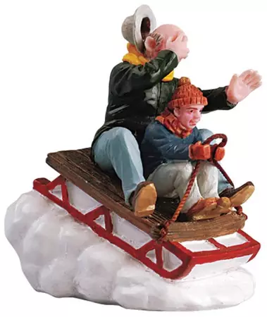 Lemax sledding with gramps kerstdorp figuur type 2 2005