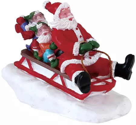 Lemax sledding with santa kerstdorp figuur type 4 Santa's Wonderland  2018