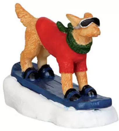 Lemax snowboarding dog kerstdorp figuur type 1 Vail Village  2014