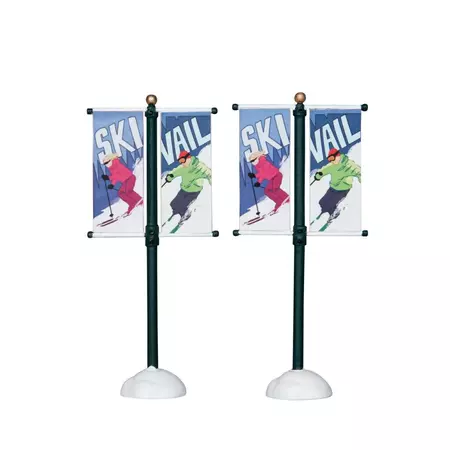 Lemax street pole banner s/2 kerstdorp accessoire Vail Village  2012