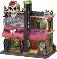 Lemax the skull and rose tattoo studio verlicht huisje Spooky Town 2022 kopen?